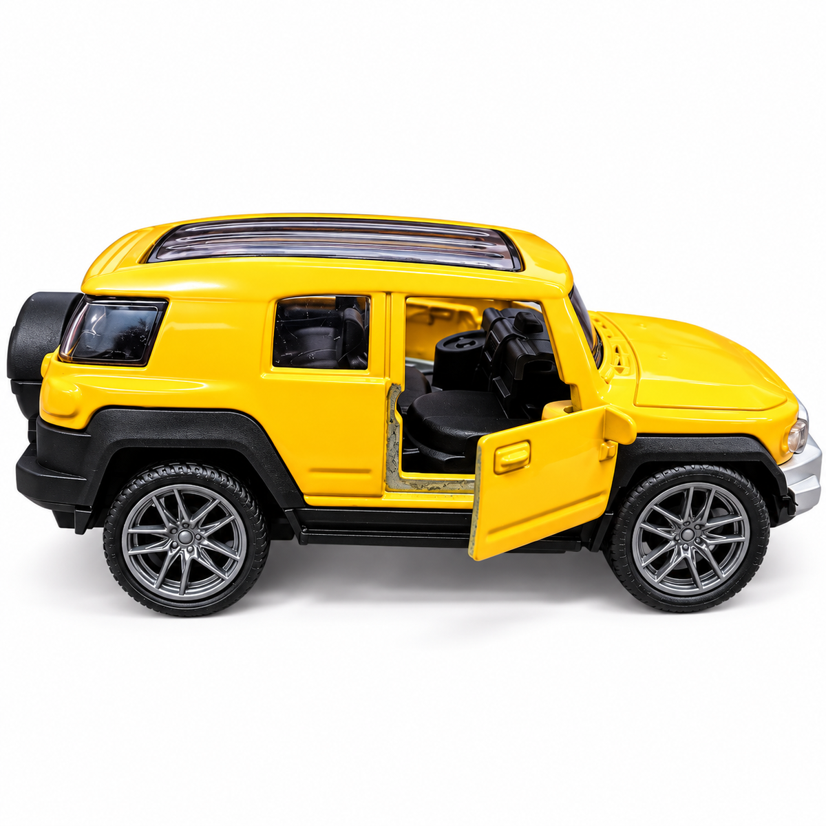 Road Burner Metal Racers NS023 Yellow Diecast SUV Toy Car with Pull Back Action & Openable Doors for Kids Ages 3+