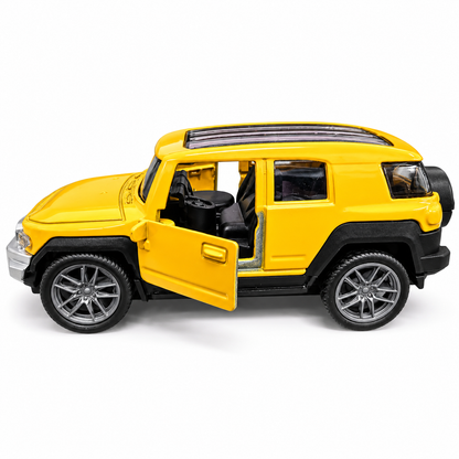 Road Burner Metal Racers NS023 Yellow Diecast SUV Toy Car with Pull Back Action & Openable Doors for Kids Ages 3+