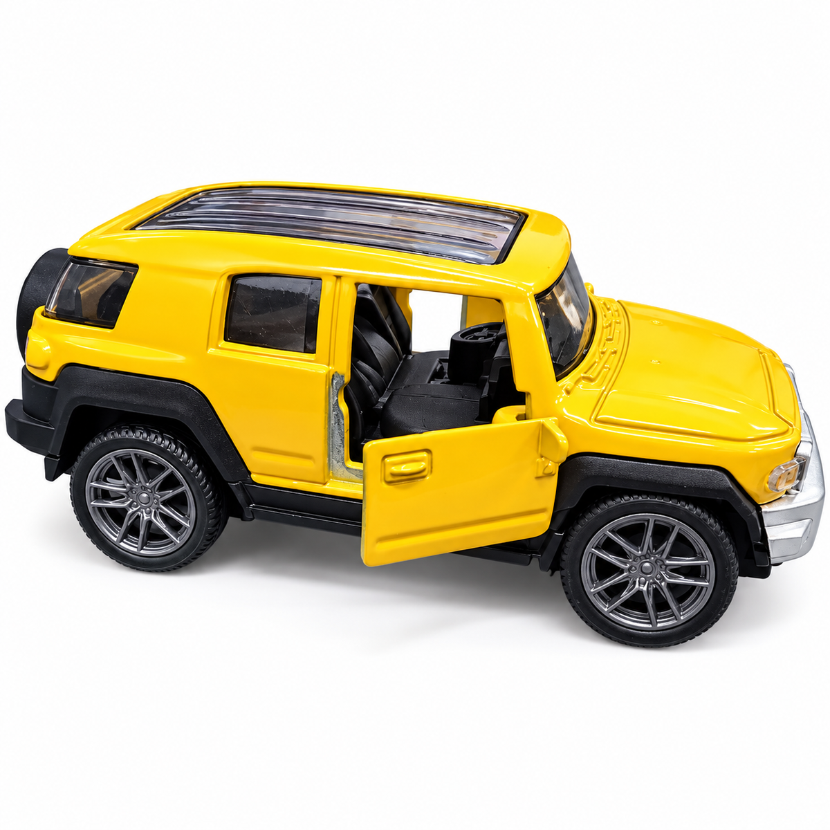 Road Burner Metal Racers NS023 Yellow Diecast SUV Toy Car with Pull Back Action & Openable Doors for Kids Ages 3+