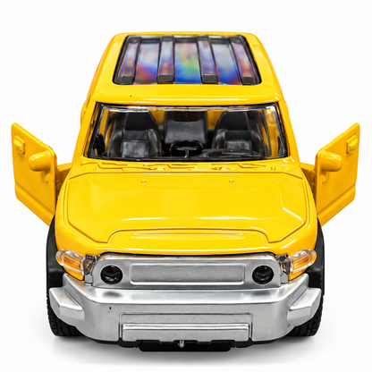 Road Burner Metal Racers NS023 Yellow Diecast SUV Toy Car with Pull Back Action & Openable Doors for Kids Ages 3+