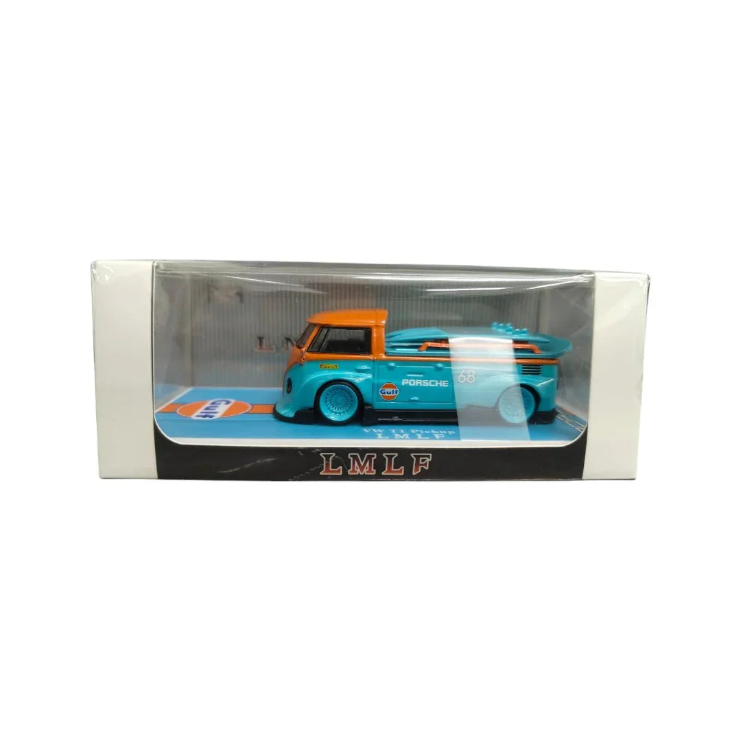 LMLF 1:64 Volkswagen T1 Pickup Porsche #68 Gulf Livery Diecast Model Car with Surfboards - Jaiman Toys