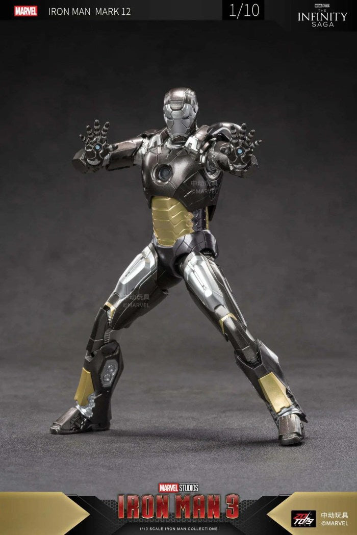 ZD Toys 1:10 Scale Iron Man Mark XII (Mark 12) Action Figure | Marvel Studios Iron Man 3 | 7Inch Collectible with Articulation