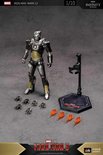 ZD Toys 1:10 Scale Iron Man Mark XII (Mark 12) Action Figure | Marvel Studios Iron Man 3 | 7Inch Collectible with Articulation