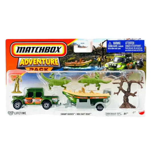 Matchbox Adventure Pack Hitch ‘N Haul Crocodile Country Swamp Raider & Raft Boat