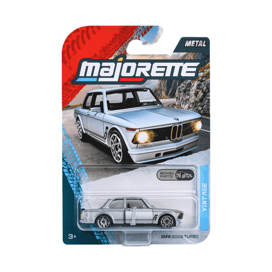 Majorette 1:64 Scale BMW 2002 Turbo Vintage Premium Die-Cast Metal Free-Wheel Collectible Model Car with Opening Parts for Kids & Car Collectors Ages 3+ – Silver