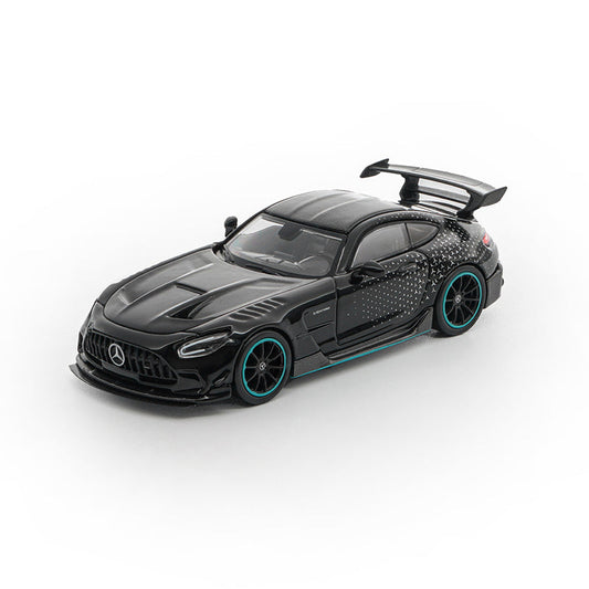 Happycar 1:64 Mercedes-AMG GT Black Series Die-Cast Model Car – Black with Turquoise Accents
