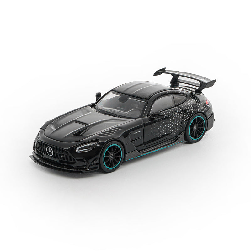 Happycar 1:64 Mercedes-AMG GT Black Series Die-Cast Model Car – Black with Turquoise Accents