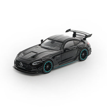 Happycar 1:64 Mercedes-AMG GT Black Series Die-Cast Model Car – Black with Turquoise Accents