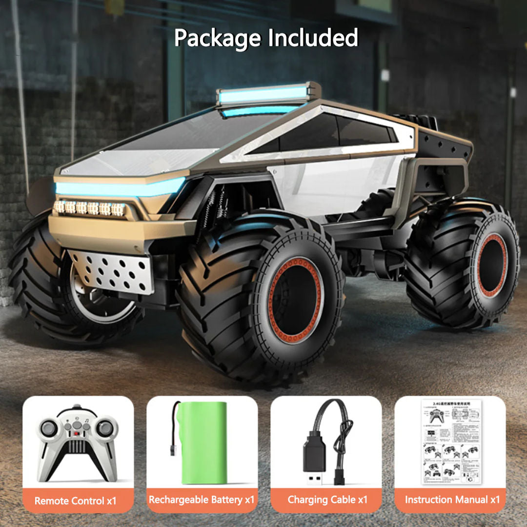 JRC 1:14 Q202 Alloy Cyberpunk RC Pickup – Off-Road Remote Control Car | LED Glowing Dynamics | Big Foot Monster Truck