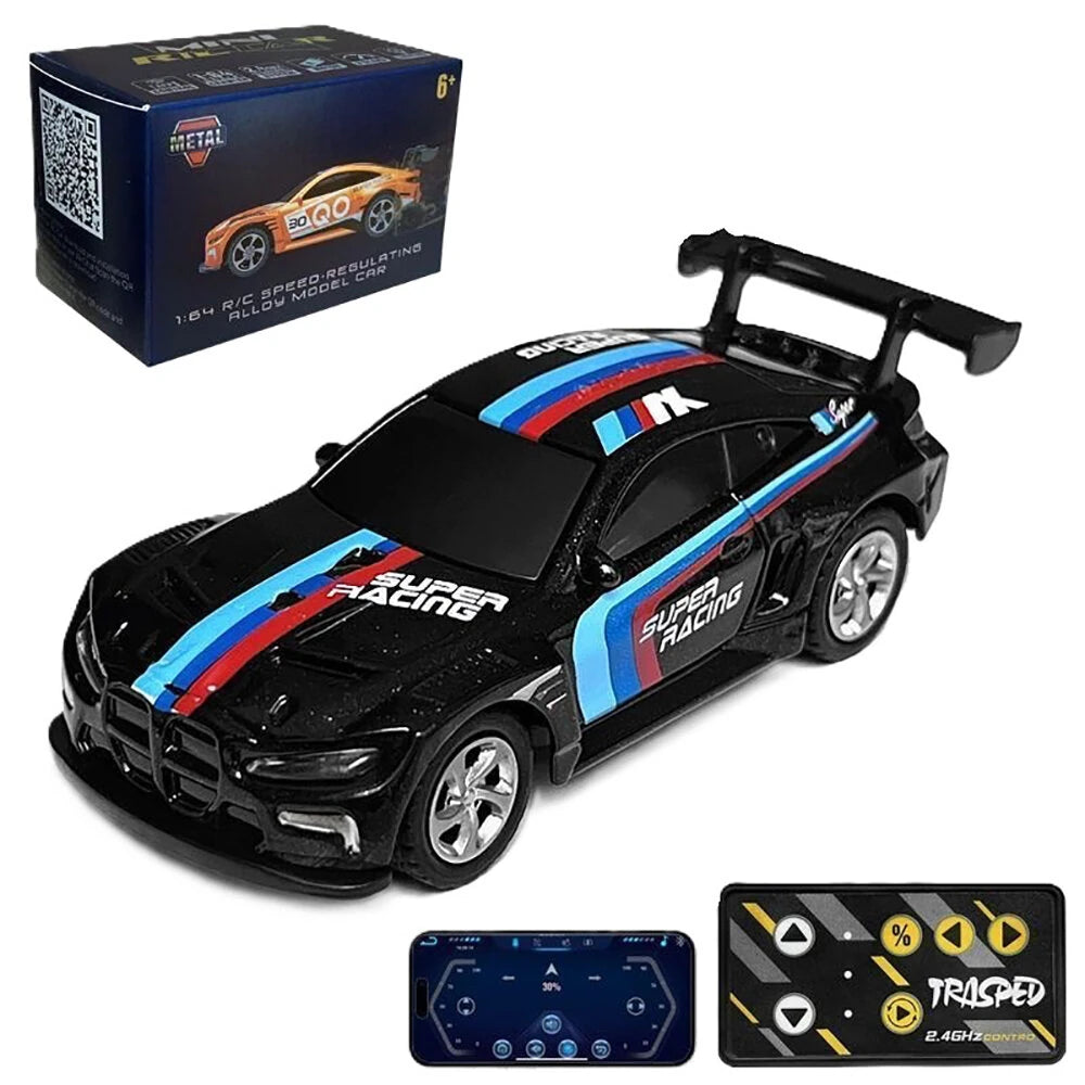 Trasped HG4-218 1:64 Mini RC Drift Racing Car – Dual Mode 2.4GHz Alloy Remote Control Car with LED Lights (2 Colors)