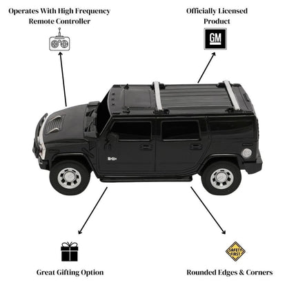 Road Burner 1:24 Hummer H2 Remote Control SUV, Black – Rechargeable 2.4 GHz RC Car for Kids Ages 6+