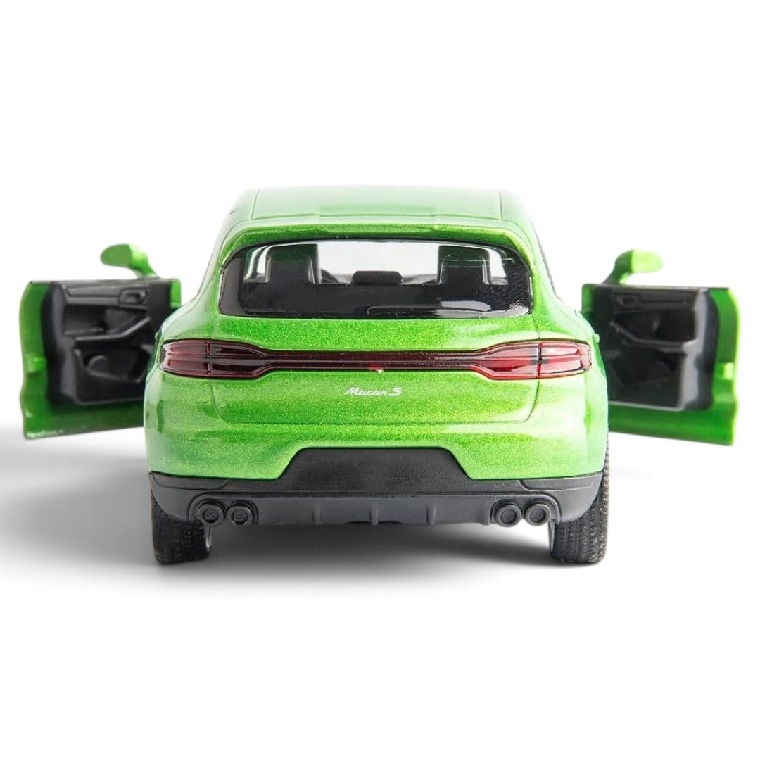 RMZ City Porsche Macan S 1:32 Scale Die-Cast Model Car – Metallic Blue & Green Luxury SUV Collectible with Opening Doors, Pull-Back Action – 2 Colour Variants