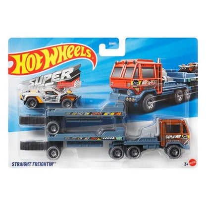 Hot Wheels 1:64 Scale Super Rigs 6-Set Bundle – Transporter Trucks with Matching Toy Vehicles, Ages 3+