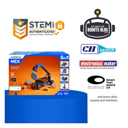 MEX 5-in-1 Robotics Starter Kit for Kids | DIY STEM Educational Toy with App Control (Ages 8–12)