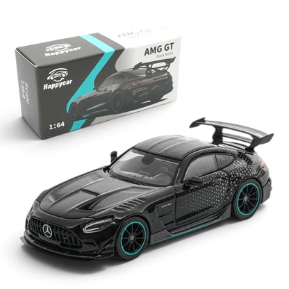 Happycar 1:64 Mercedes-AMG GT Black Series Die-Cast Model Car – Black with Turquoise Accents