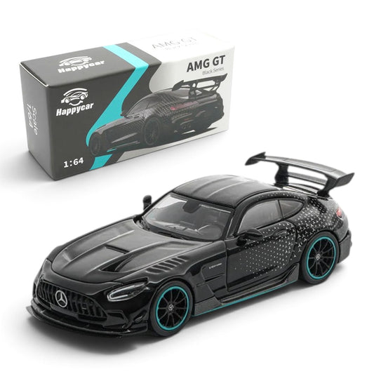 Happycar 1:64 Mercedes-AMG GT Black Series Die-Cast Model Car – Black with Turquoise Accents