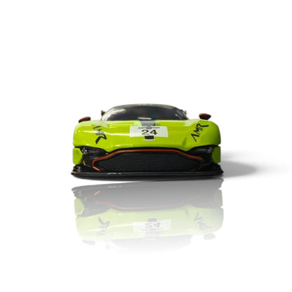 Fine Works 1:64 Aston Martin Vulcan Die-Cast Supercar Model – Miniature Track Car Collectible with Rear Wing