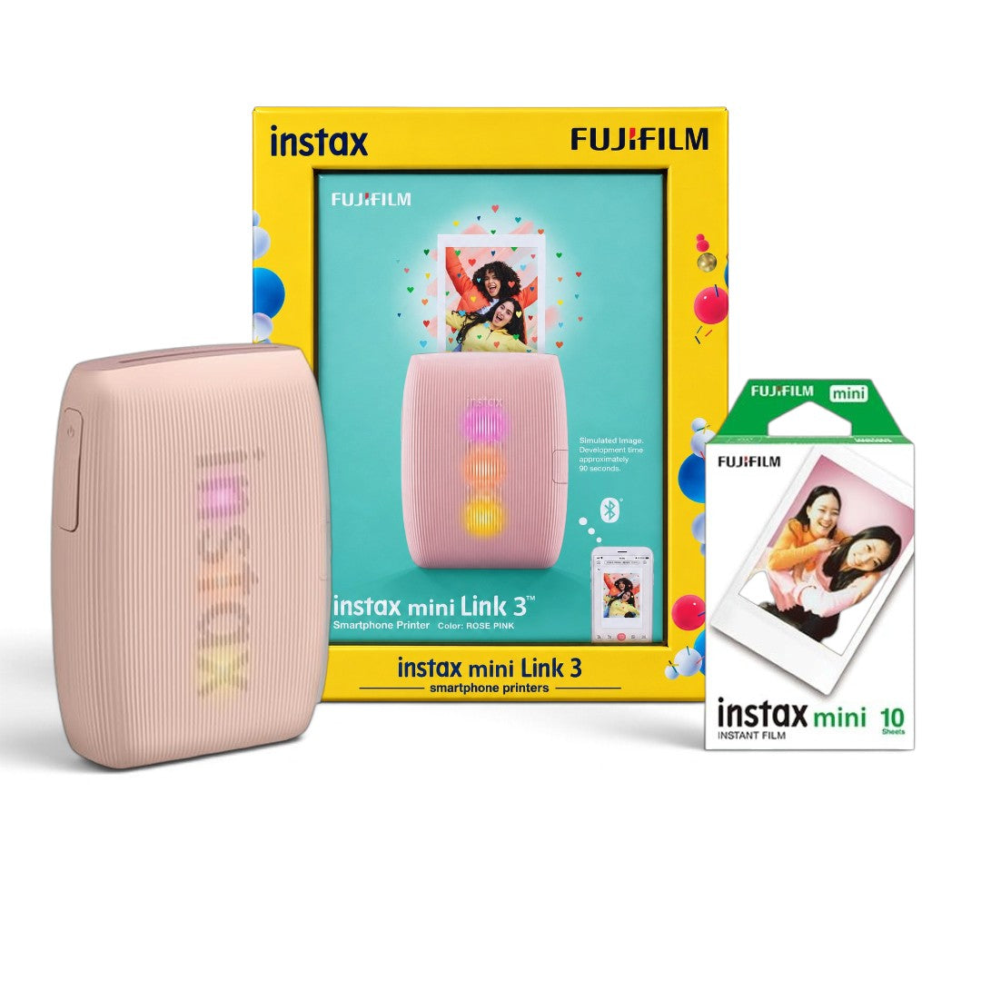 Fujifilm Instax Mini Link 3 Smartphone Photo Printer Starter Kit – Portable Instant Printer - Pink