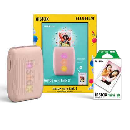 Fujifilm Instax Mini Link 3 Smartphone Photo Printer Starter Kit – Portable Instant Printer - Pink