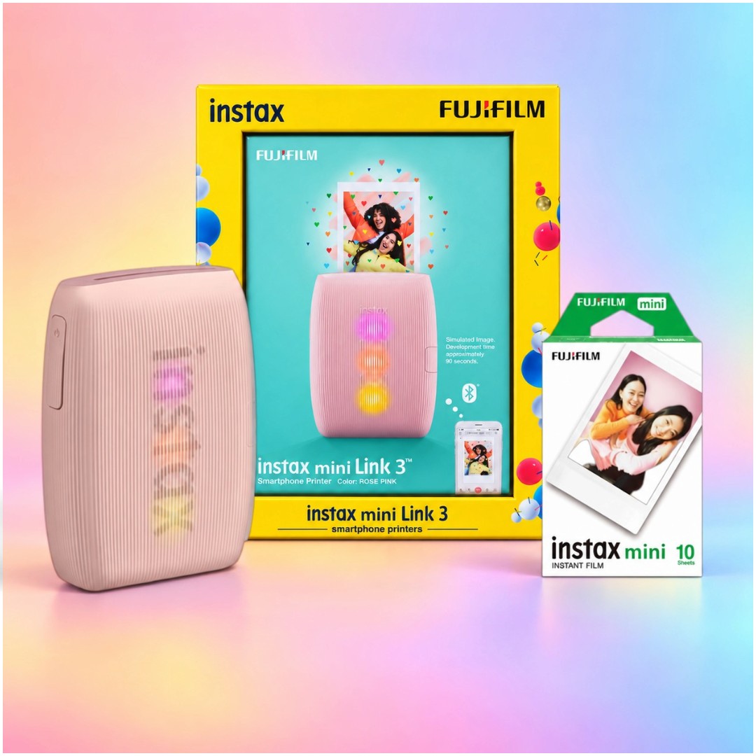 Fujifilm Instax Mini Link 3 Smartphone Photo Printer Starter Kit – Portable Instant Printer - Pink