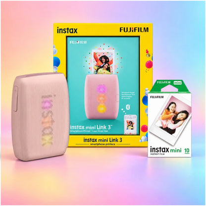 Fujifilm Instax Mini Link 3 Smartphone Photo Printer Starter Kit – Portable Instant Printer - Pink