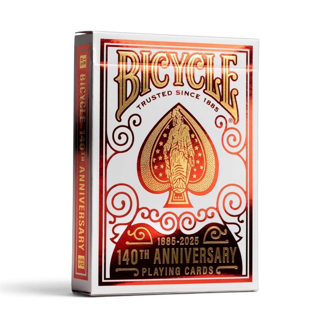 Bicycle 140th Anniversary Playing Cards – Red & Gold Metalluxe Foil Collectible Poker Deck