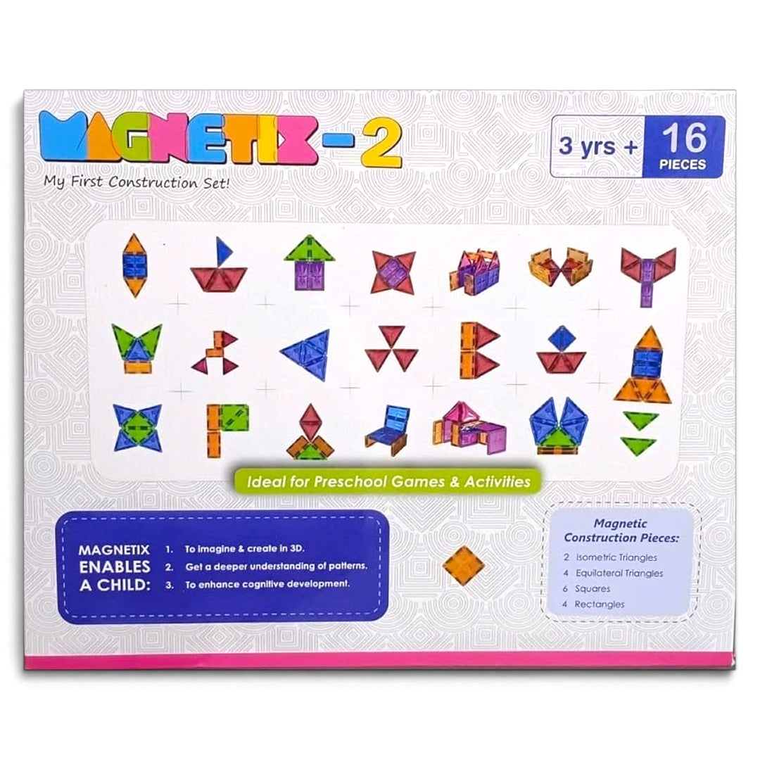 Zephyr Learning Steps Magnetix-2 Magnetic Tiles Building Set – 16