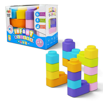 Zephyr Learning Steps Infant Building Blocks – 18 Soft & Squeezable Pieces, Ages 5 Months+