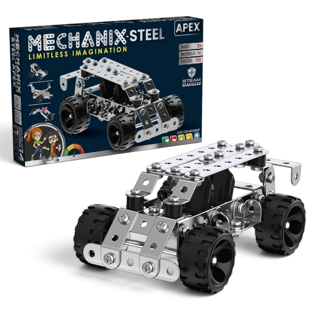 Zephyr Mechanix Steel Apex 155-Piece Metal Construction Kit – 14 Models, STEAM Building Toy, Ages 7+