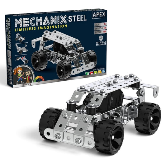 Zephyr Mechanix Steel Apex 155-Piece Metal Construction Kit – 14 Models, STEAM Building Toy, Ages 7+