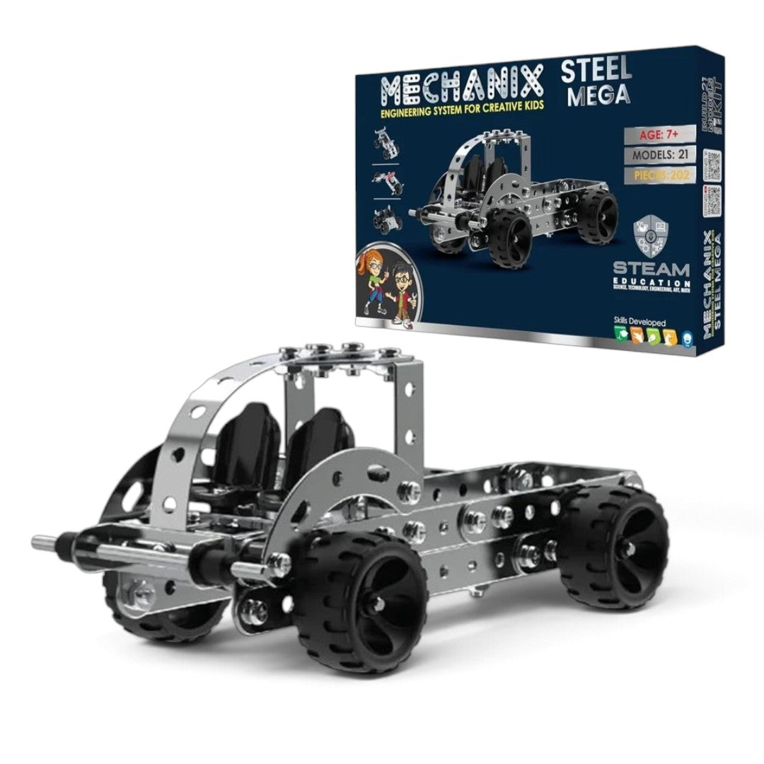 Zephyr Mechanix Steel Mega 202-Piece Metal Construction Kit – 21 Models, STEAM Engineering Toy, Ages 7+