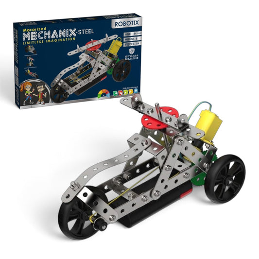Zephyr Mechanix Steel Robotix Motorized Construction Kit – 114 Pieces, 8 Models, STEAM Toy, Ages 8+