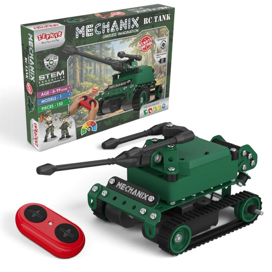 Zephyr Mechanix RC Tank – 150-Piece Remote Control STEM Building Kit, Ages 8+