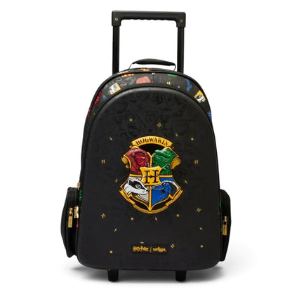 Smiggle Harry Potter Hogwarts 18 Inch Trolley Backpack – 18L Kids Rolling School Bag with Extendable Handle & Wheels – Black