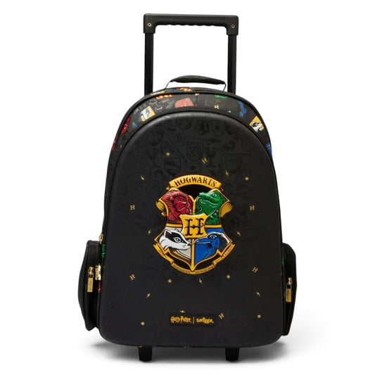 Smiggle Harry Potter Hogwarts 18 Inch Trolley Backpack – 18L Kids Rolling School Bag with Extendable Handle & Wheels – Black