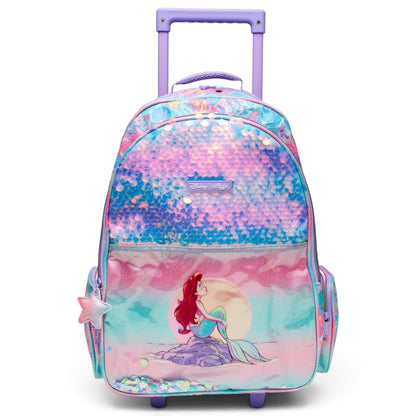 Smiggle Disney The Little Mermaid Ariel 18 Inch Trolley Backpack – 18L Kids Rolling School Bag with Extendable Handle & Wheels – Multicolour