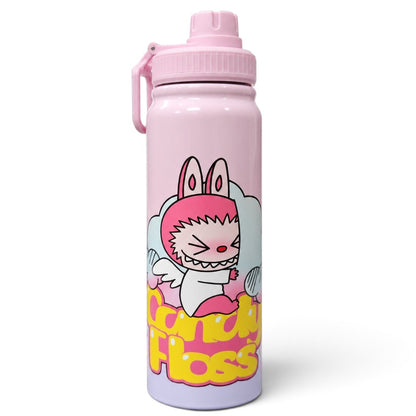 The Monsters Labubu 800ml Vacuum Insulated Stainless Steel Water Bottle with Carry Handle & Tea Infuser – Pink