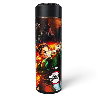 Demon Slayer Tanjiro 500ml Thermos Water Bottle with LED Temperature Display & Tea Strainer – Stainless Steel Vacuum Insulated Flask