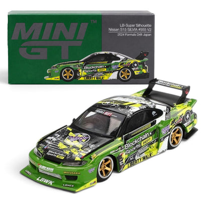 MINI GT 1:64 LB-Super Silhouette Nissan S15 SILVIA #555 V2 2024 Formula Drift Japan Liberty Walk Diecast Model Car
