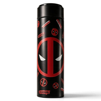 Deadpool 500ml Stainless Steel Thermos Water Bottle with LED Temperature Display & Tea Strainer | Hot & Cold Vacuum Flask
