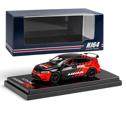 Hobby Japan 1:64 Honda Civic Type R FL5 YOKOHAMA ADVAN Diecast Model Car – Black & Red
