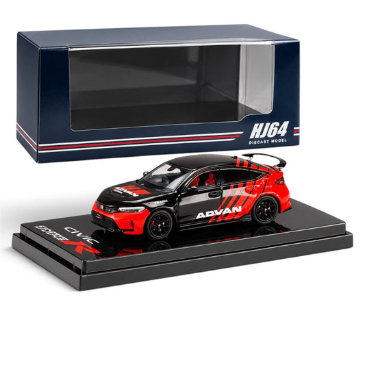 Hobby Japan 1:64 Honda Civic Type R FL5 YOKOHAMA ADVAN Diecast Model Car – Black & Red