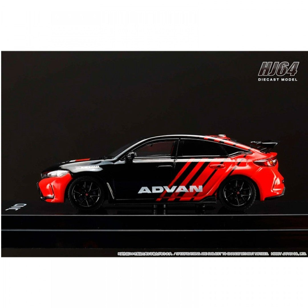 Hobby Japan 1:64 Honda Civic Type R FL5 YOKOHAMA ADVAN Diecast Model Car – Black & Red