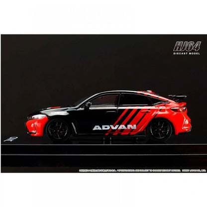 Hobby Japan 1:64 Honda Civic Type R FL5 YOKOHAMA ADVAN Diecast Model Car – Black & Red