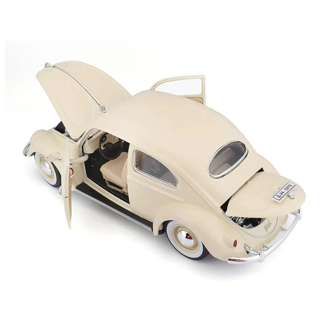 Bburago 1:18 Volkswagen Beetle 1955 (Off-White) – Vintage Classic Car Diecast Model