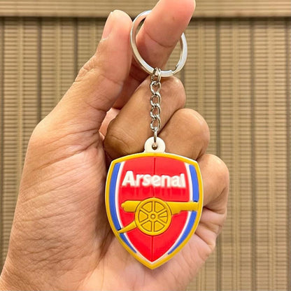Football Club Logo Keychains Set of 3 – Chelsea, Real Madrid & Arsenal Rubber Keyrings for Fans