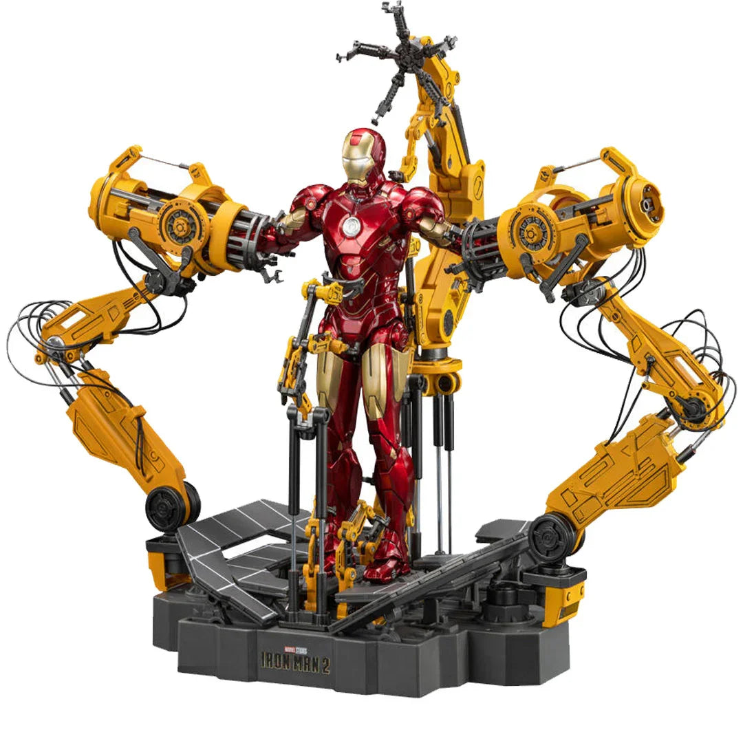 ZD Toys Marvel Iron Man Mark IV Diecast 1/6 Scale Figure with Suit-Up Gantry Set | Battery-Operated Mechanical Arms - Jaiman Toys