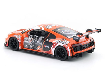 MSZ 1:24 Audi R8 LMS Diecast Racing Car, Red Graffiti Design – Collectible Model & Gift for Car Enthusiasts
