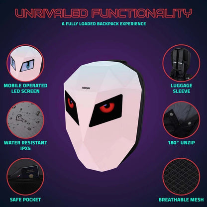 Hookaba Eye Rover LED Biker Backpack – Hard Shell, Waterproof, 15.6” Laptop - Pink - Jaiman Toys