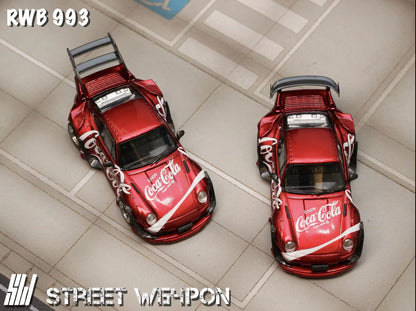 Street Weapon 1:64 Porsche 911 (993) RWB Coca-Cola Livery Die-Cast Model Car | Premium Widebody Collectible
